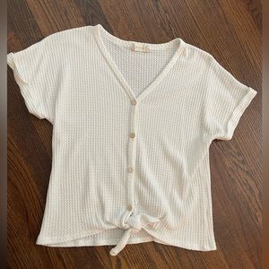 Altar'd State white short sleeve knit top. Size XS